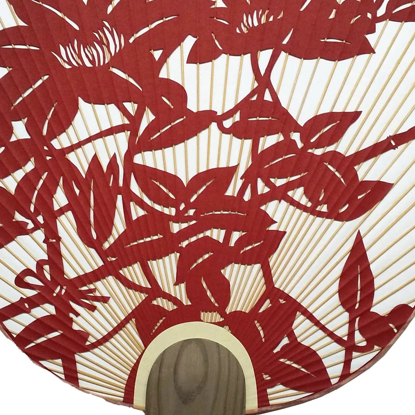 Clematis (red), all-engraving Miyako fan, handmade Japanese paper