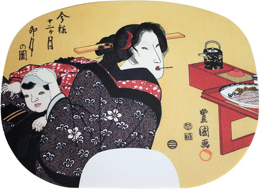Fan illustration: Utagawa Toyokuniichi, Ugetsu (April of the lunar calendar)