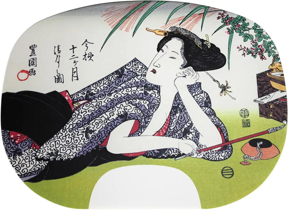 Round fan illustration: Fengguo Uta-gawa I, modern style twelve months (eighth lunar month)