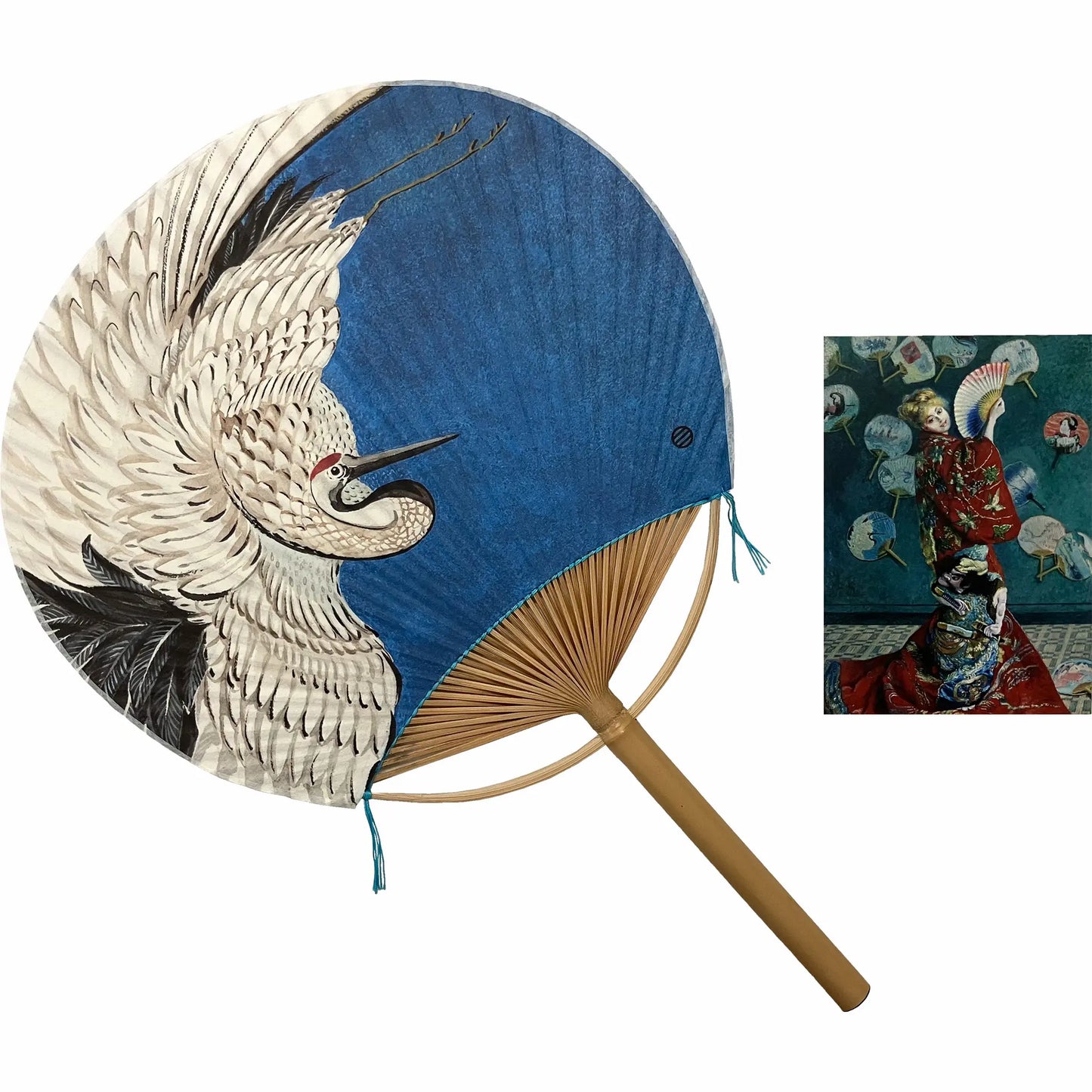 Claude Monet Ukiyoe fan, crane