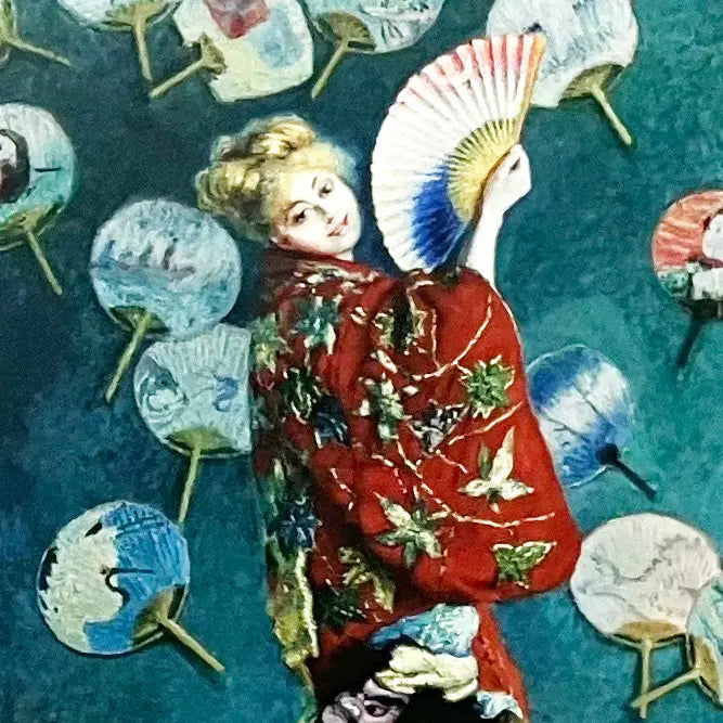 Claude Monet Ukiyoe fan, crane