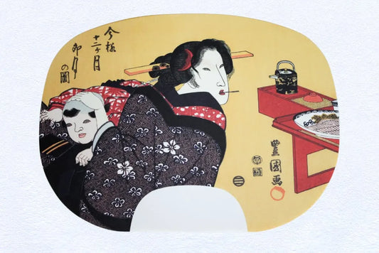 Fan illustration: Utagawa Toyokuniichi, Ugetsu (April of the lunar calendar)