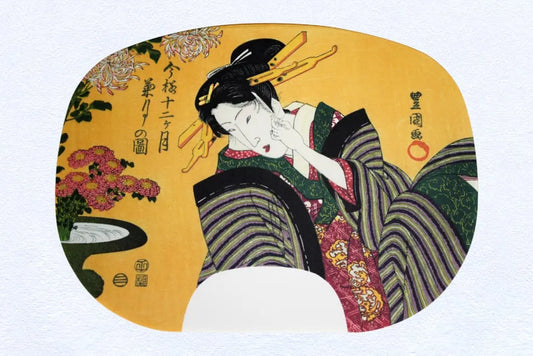 Fan painting by Utagawa Toyokuni I (Ninth month of the lunar calendar)